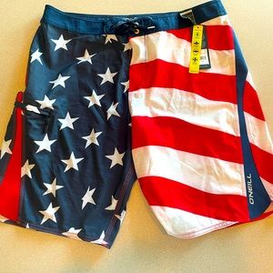 O’Neill American flag swim shorts